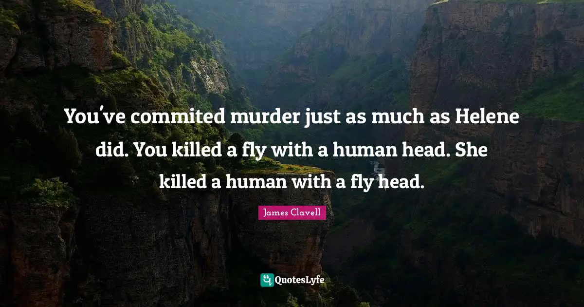 You've commited murder just as much as Helene did. You killed a fly with a human head. She killed a human with a fly head.