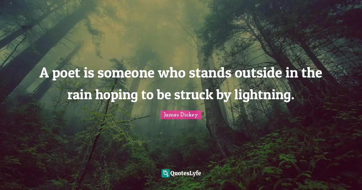 Lightning Quotes: "A poet is someone who stands outside in the rain hoping to be struck by lightning."