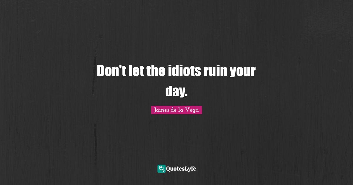 James De La Vega Quotes: "Don't let the idiots ruin your day."