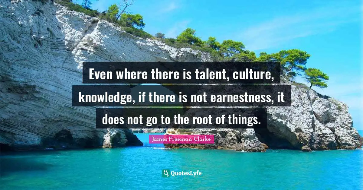 Even where there is talent, culture, knowledge, if there is not earnestness, it does not go to the root of things.