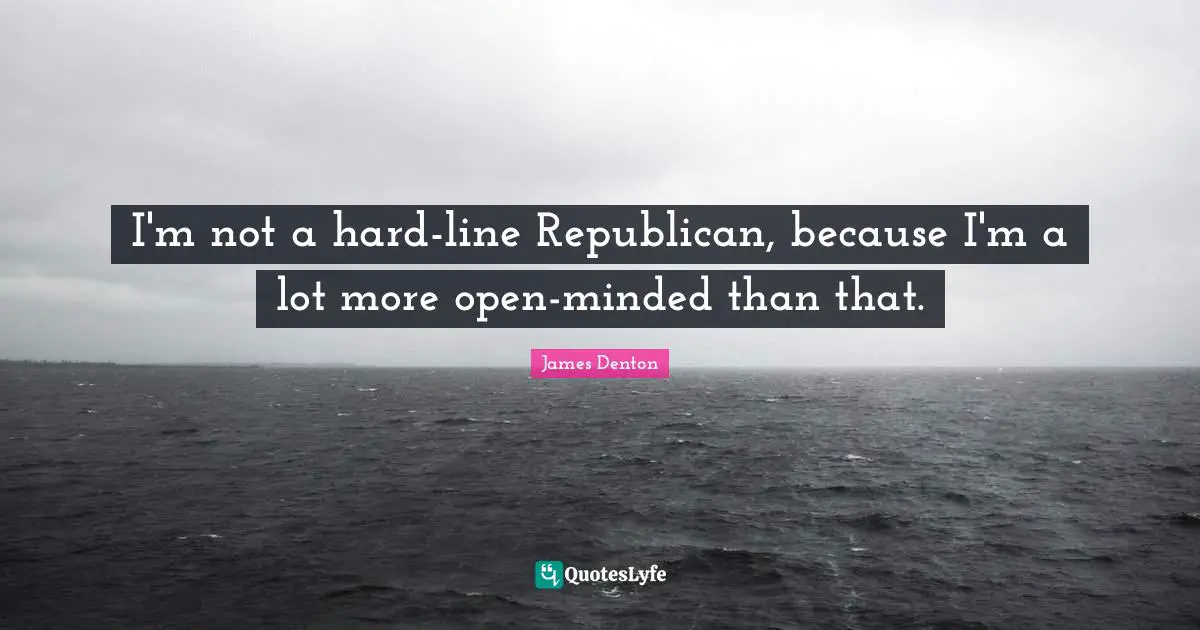 I'm not a hard-line Republican, because I'm a lot more open-minded than that.