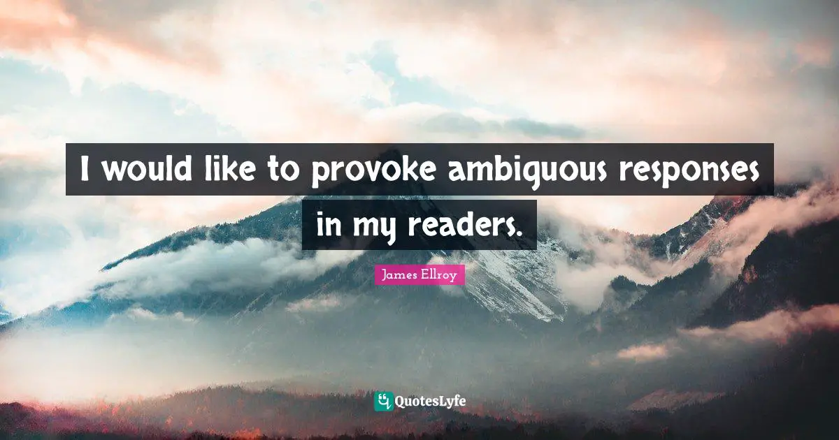 Reader Quotes: "I would like to provoke ambiguous responses in my readers."