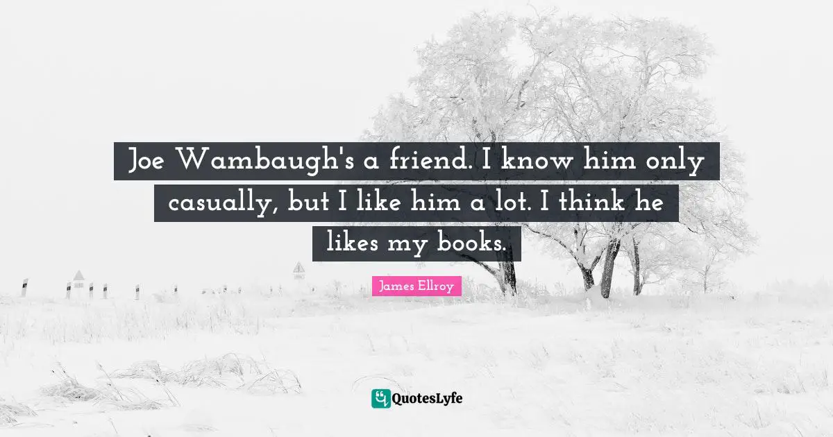 I Like Him Quotes: "Joe Wambaugh's a friend. I know him only casually, but I like him a lot. I think he likes my books."