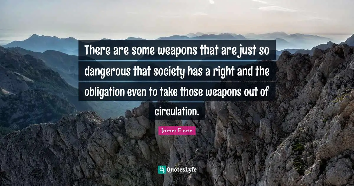 There are some weapons that are just so dangerous that society has a right and the obligation even to take those weapons out of circulation.