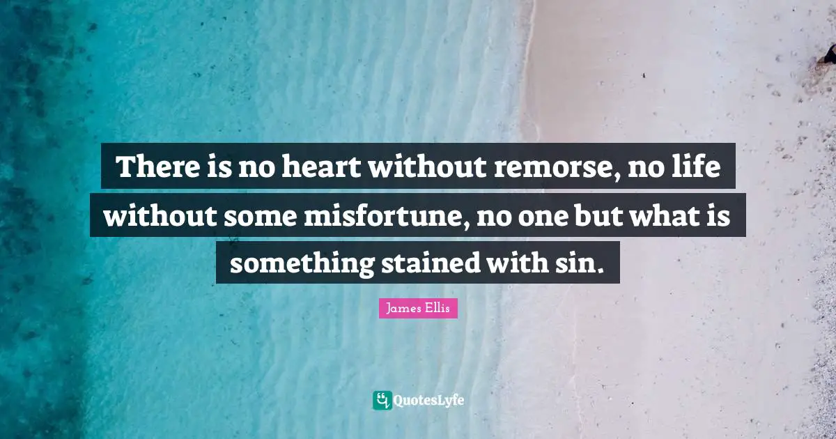 There is no heart without remorse, no life without some misfortune, no one but what is something stained with sin.