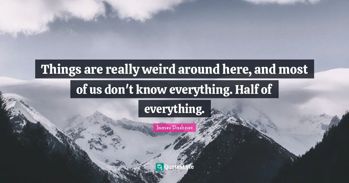 Things are really weird around here, and most of us don't know everything. Half of everything.