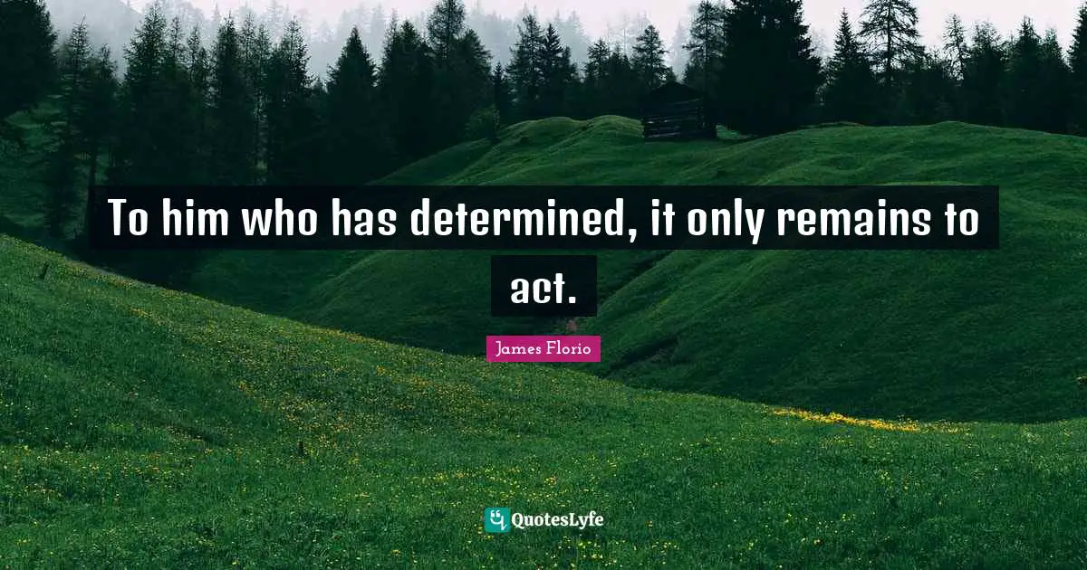 To him who has determined, it only remains to act.