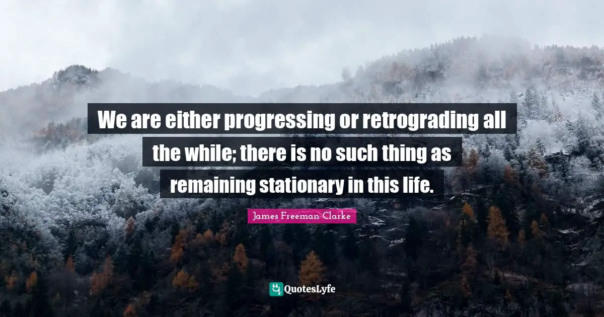 Life Progress Quotes: "We are either progressing or retrograding all the while; there is no such thing as remaining stationary in this life."