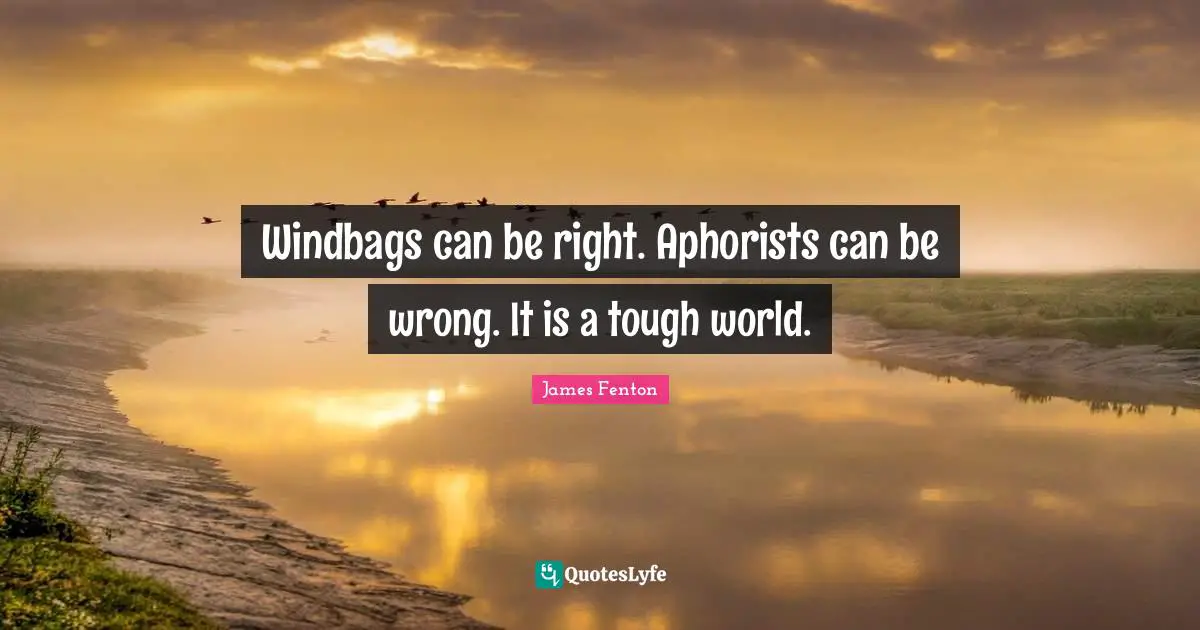 Windbags can be right. Aphorists can be wrong. It is a tough world.