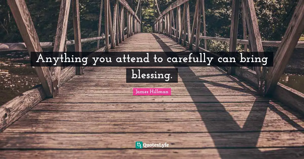 James Hillman Quotes: "Anything you attend to carefully can bring blessing."
