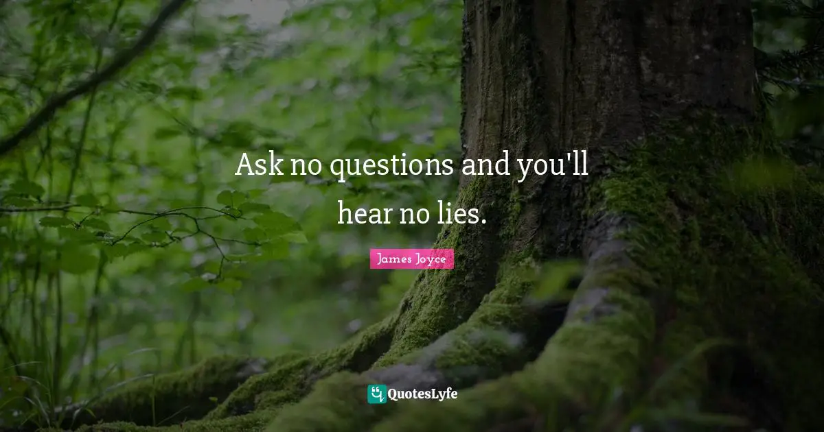 Ask no questions and you'll hear no lies.