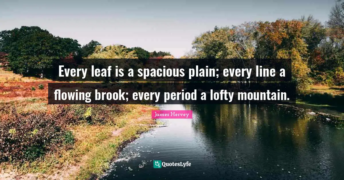 Every leaf is a spacious plain; every line a flowing brook; every period a lofty mountain.