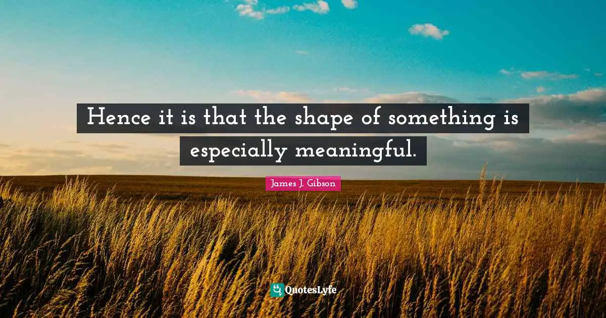 Hence it is that the shape of something is especially meaningful.