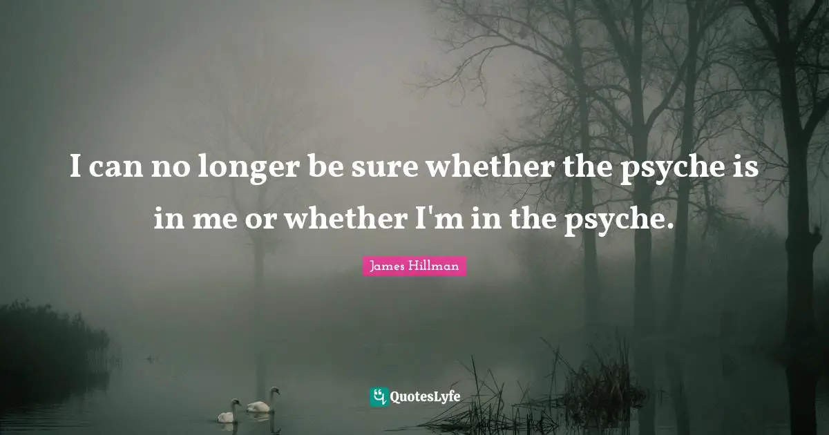 I can no longer be sure whether the psyche is in me or whether I'm in the psyche.
