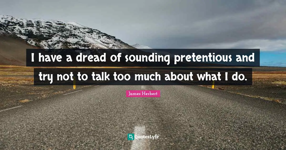 I have a dread of sounding pretentious and try not to talk too much about what I do.