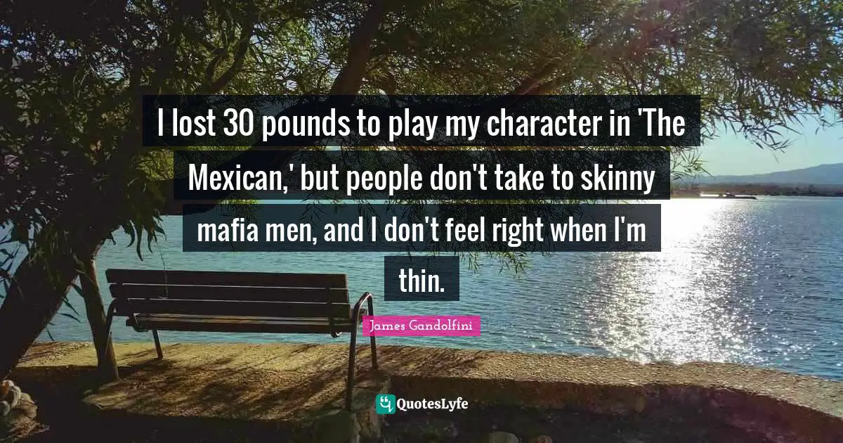 I lost 30 pounds to play my character in 'The Mexican,' but people don't take to skinny mafia men, and I don't feel right when I'm thin.