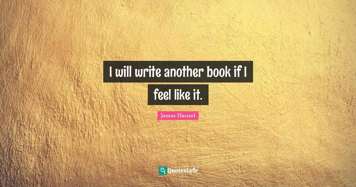 I will write another book if I feel like it.