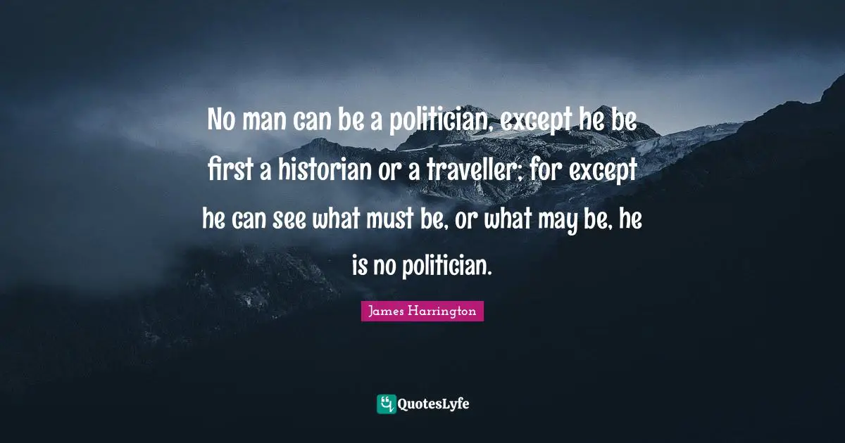 Traveller Quotes: "No man can be a politician, except he be first a historian or a traveller; for except he can see what must be, or what may be, he is no politician."