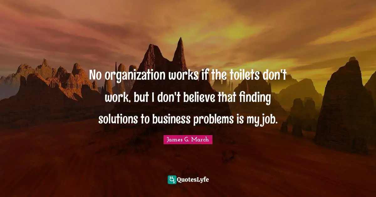 No organization works if the toilets don't work, but I don't believe that finding solutions to business problems is my job.