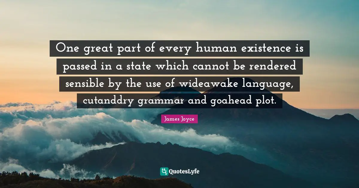 One great part of every human existence is passed in a state which cannot be rendered sensible by the use of wideawake language, cutanddry grammar and goahead plot.