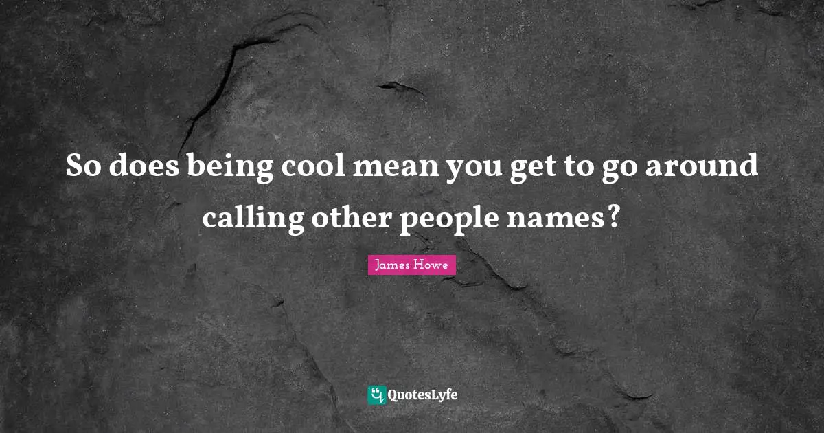 So does being cool mean you get to go around calling other people names?