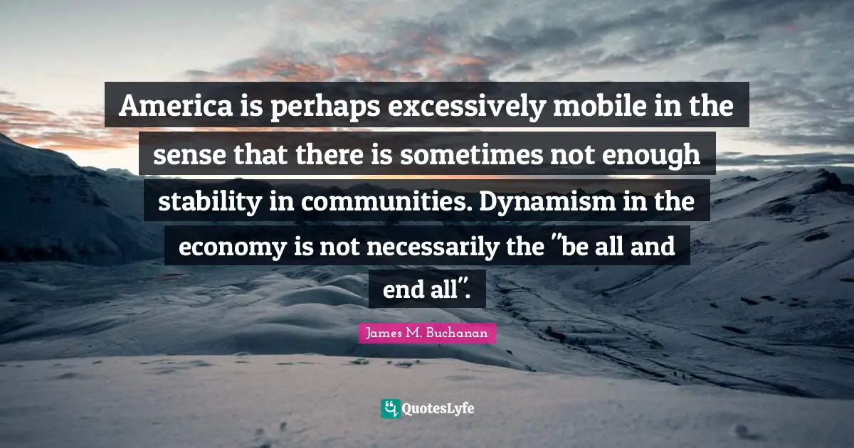 America is perhaps excessively mobile in the sense that there is sometimes not enough stability in communities. Dynamism in the economy is not necessarily the "be all and end all".