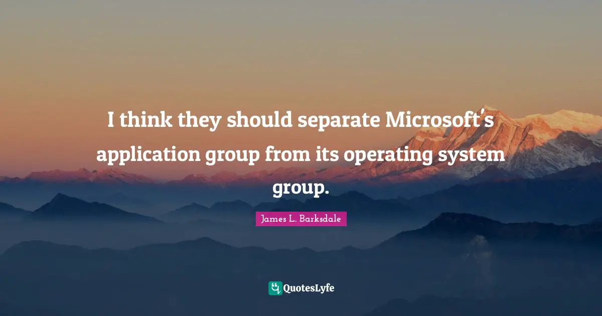 James L. Barksdale Quotes: "I think they should separate Microsoft's application group from its operating system group."
