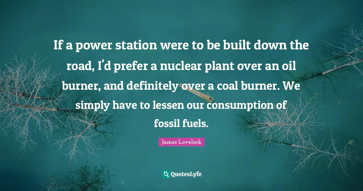 James Lovelock Quotes: "If a power station were to be built down the road, I'd prefer a nuclear plant over an oil burner, and definitely over a coal burner. We simply have to lessen our consumption of fossil fuels."