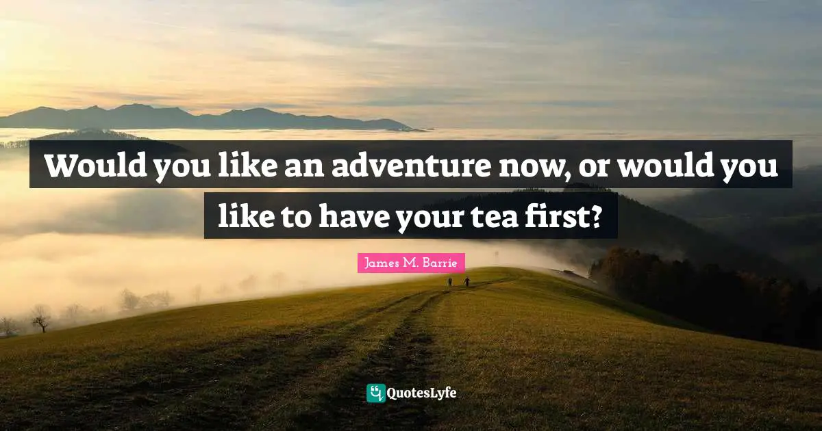 Would you like an adventure now, or would you like to have your tea first?