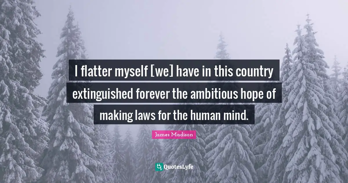 I flatter myself [we] have in this country extinguished forever the ambitious hope of making laws for the human mind.