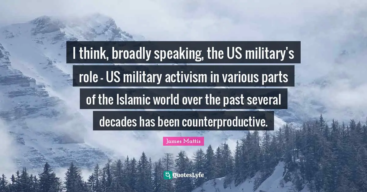 I think, broadly speaking, the US military's role - US military activism in various parts of the Islamic world over the past several decades has been counterproductive.