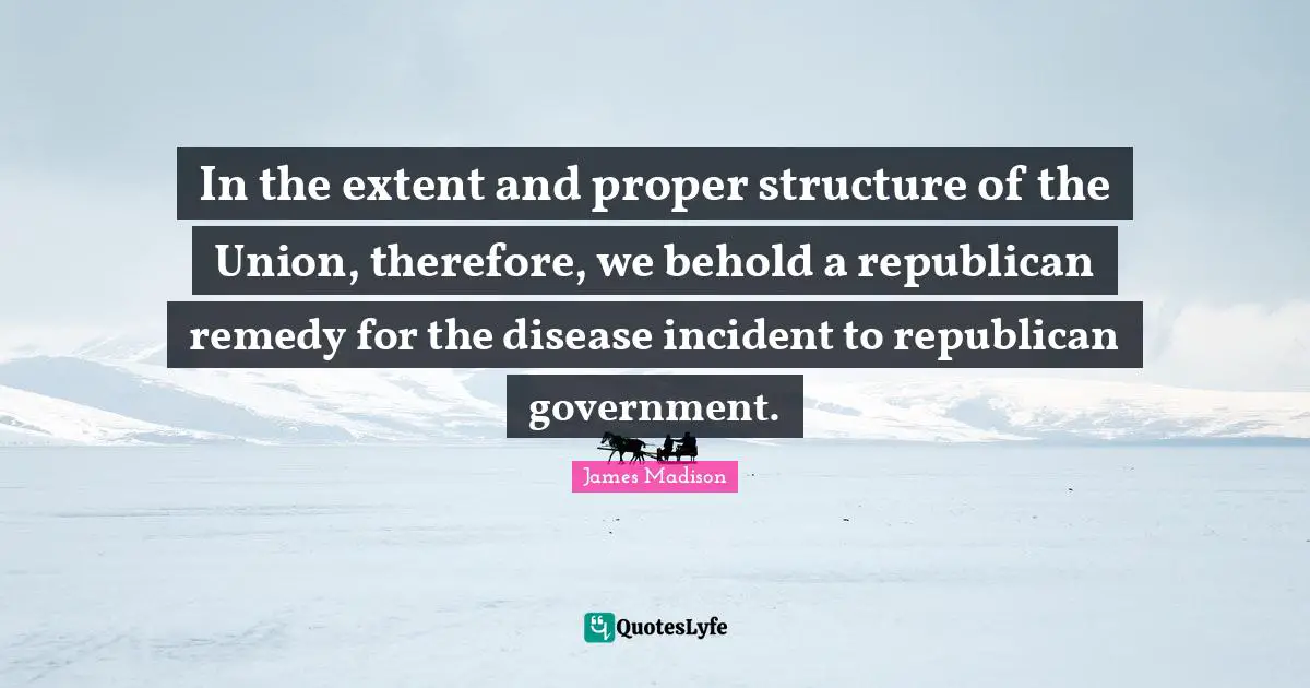 In the extent and proper structure of the Union, therefore, we behold a republican remedy for the disease incident to republican government.