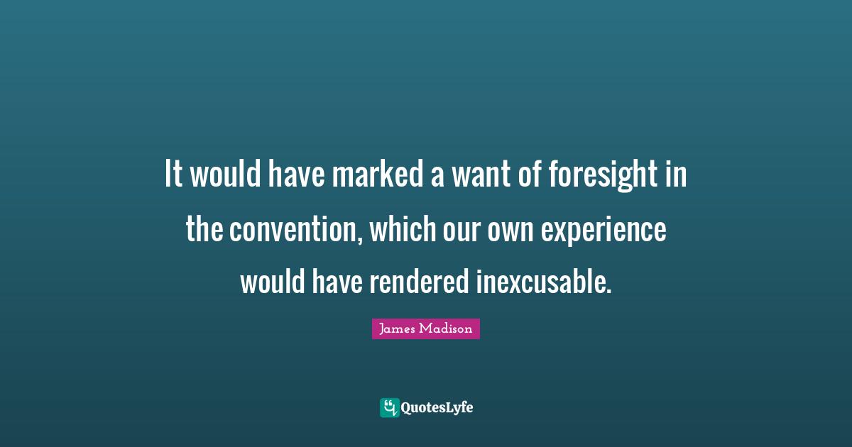 It would have marked a want of foresight in the convention, which our own experience would have rendered inexcusable.