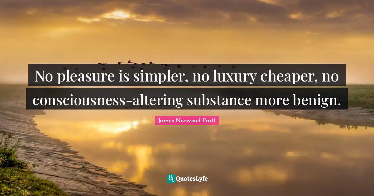 No pleasure is simpler, no luxury cheaper, no consciousness-altering substance more benign.