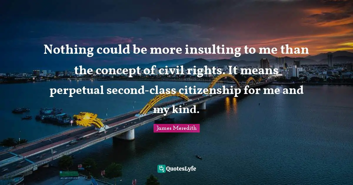 Nothing could be more insulting to me than the concept of civil rights. It means perpetual second-class citizenship for me and my kind.