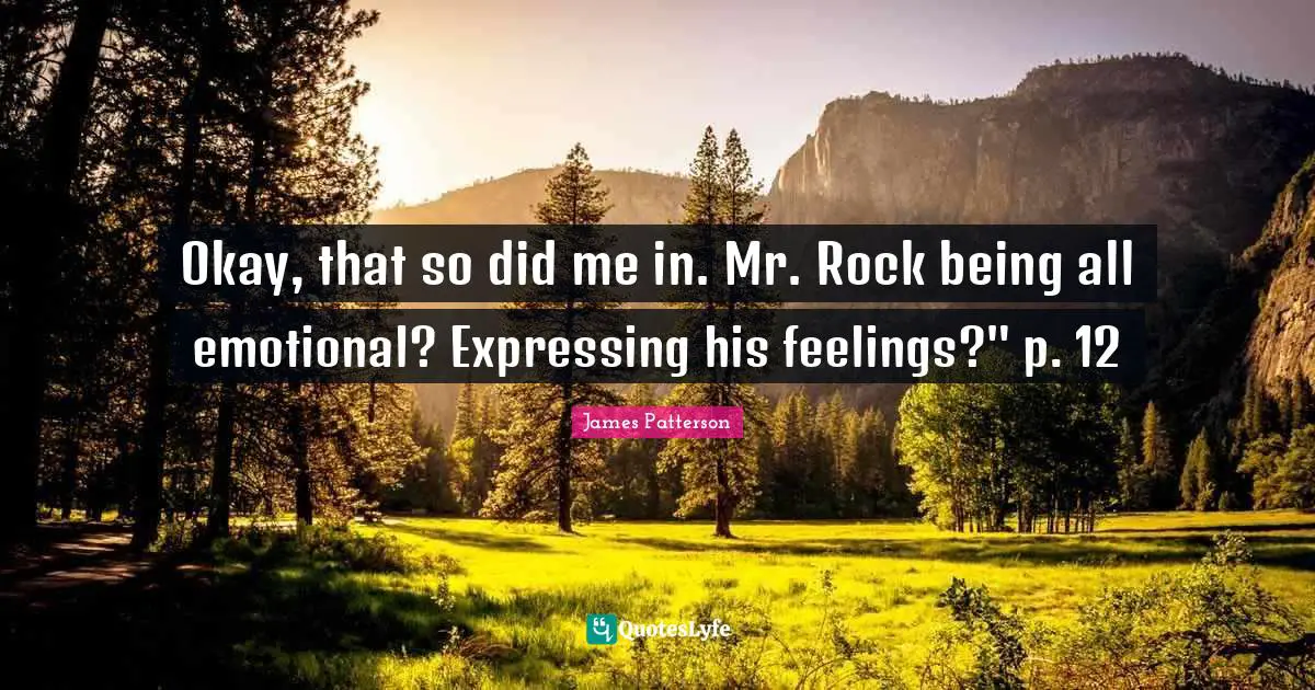 Okay, that so did me in. Mr. Rock being all emotional? Expressing his feelings?" p. 12