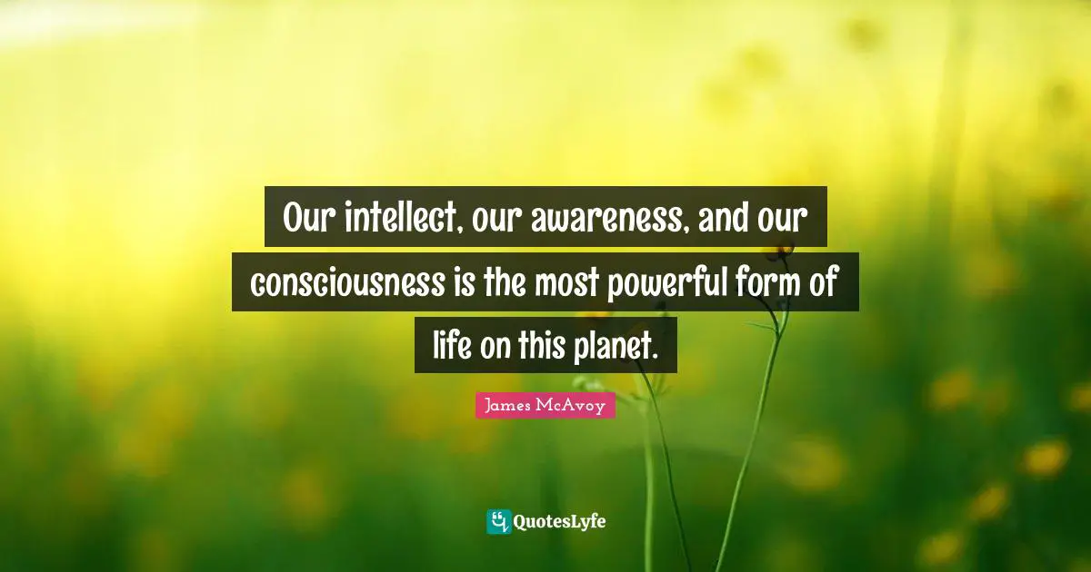 Our intellect, our awareness, and our consciousness is the most powerful form of life on this planet.