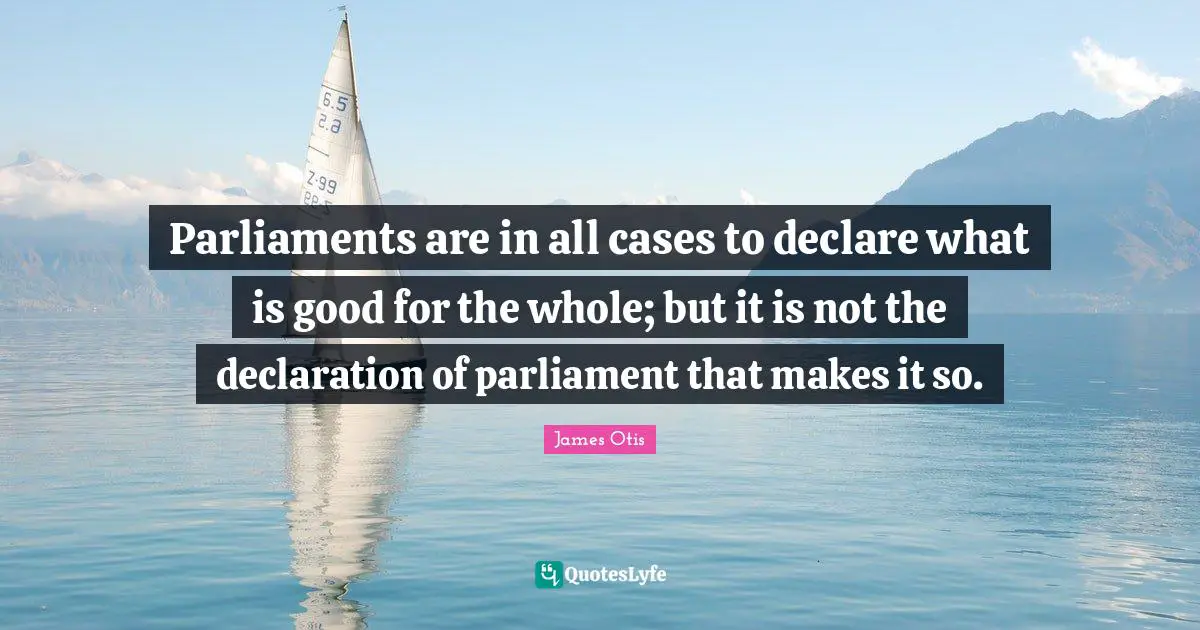 Parliaments are in all cases to declare what is good for the whole; but it is not the declaration of parliament that makes it so.