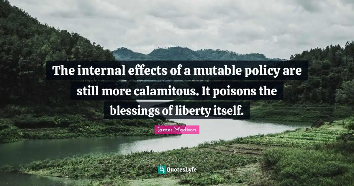 The internal effects of a mutable policy are still more calamitous. It poisons the blessings of liberty itself.