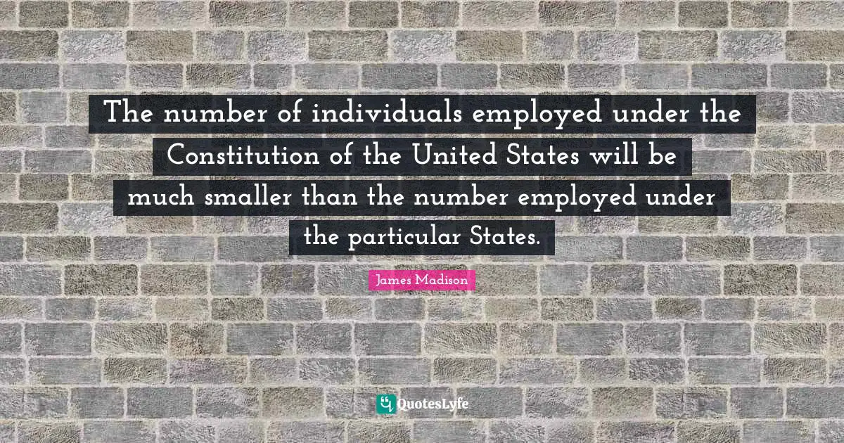 Constitution Of The United States Quotes: "The number of individuals employed under the Constitution of the United States will be much smaller than the number employed under the particular States."