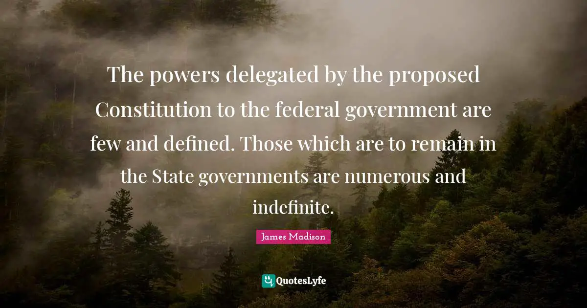 Nullification Quotes: "The powers delegated by the proposed Constitution to the federal government are few and defined. Those which are to remain in the State governments are numerous and indefinite."