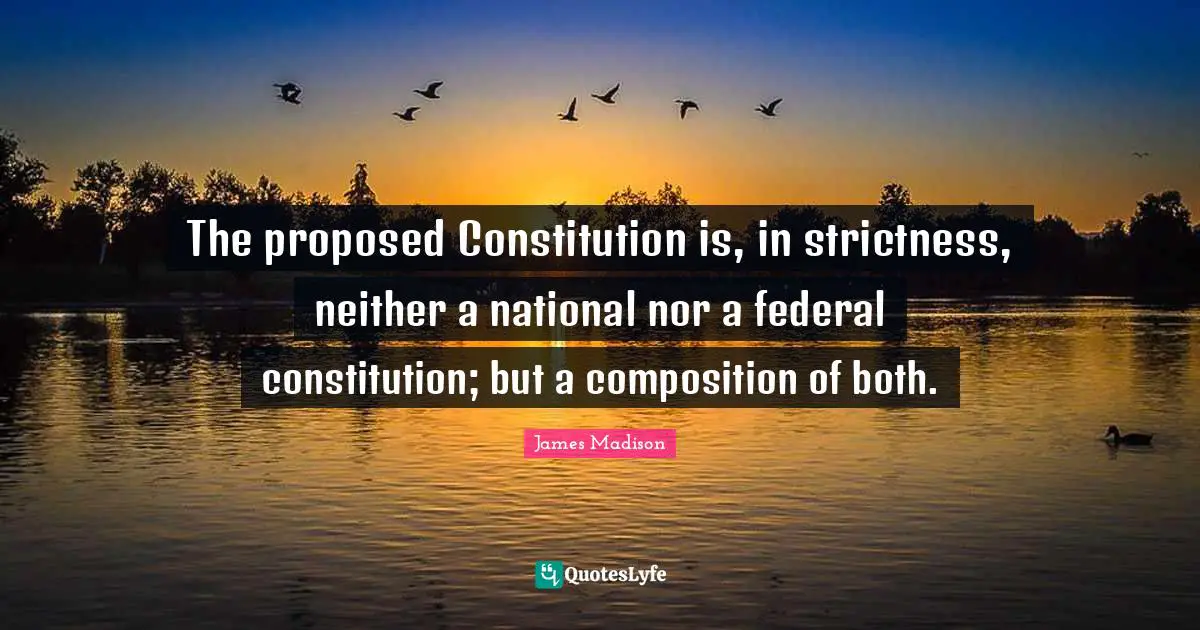 The proposed Constitution is, in strictness, neither a national nor a federal constitution; but a composition of both.