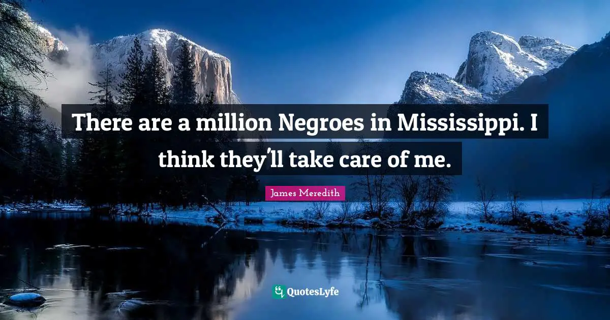 There are a million Negroes in Mississippi. I think they'll take care of me.