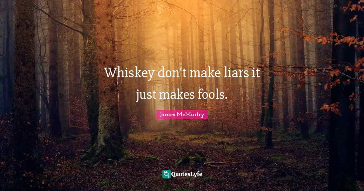 Whiskey don't make liars it just makes fools.