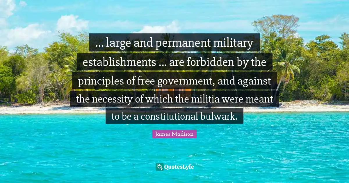 ... large and permanent military establishments ... are forbidden by the principles of free government, and against the necessity of which the militia were meant to be a constitutional bulwark.