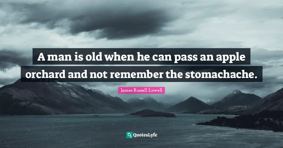 A man is old when he can pass an apple orchard and not remember the stomachache.
