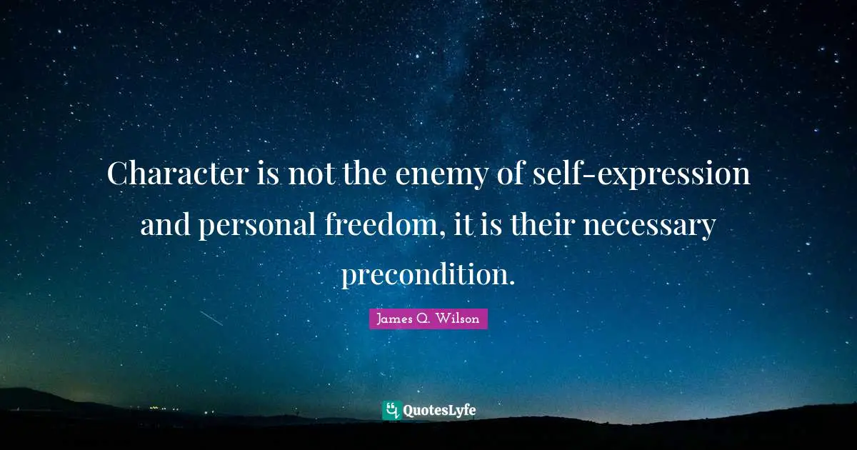 Personal Freedom Quotes: "Character is not the enemy of self-expression and personal freedom, it is their necessary precondition."