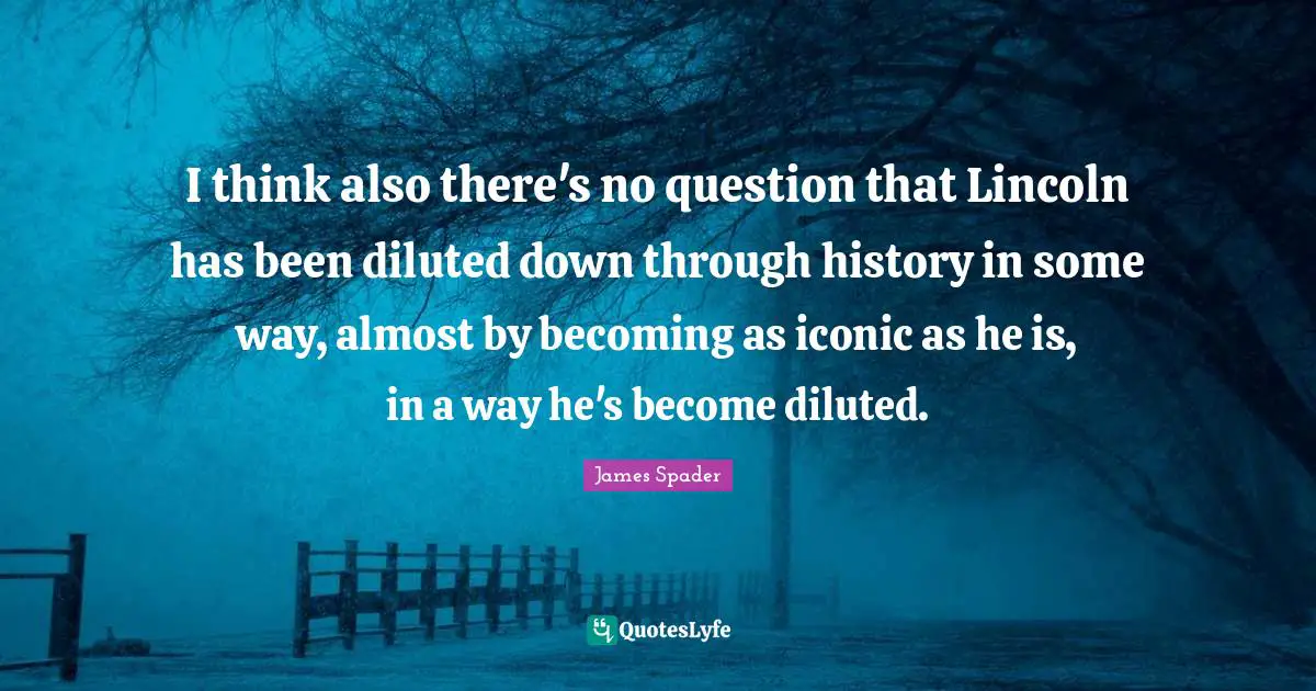 I think also there's no question that Lincoln has been diluted down through history in some way, almost by becoming as iconic as he is, in a way he's become diluted.