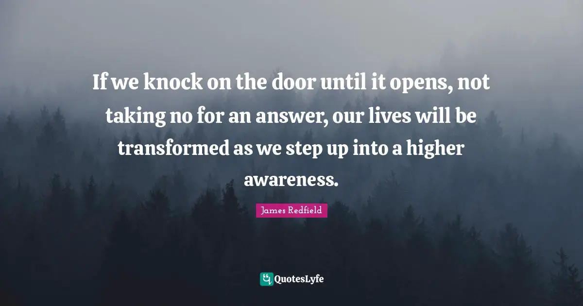 Step Up Quotes: "If we knock on the door until it opens, not taking no for an answer, our lives will be transformed as we step up into a higher awareness."