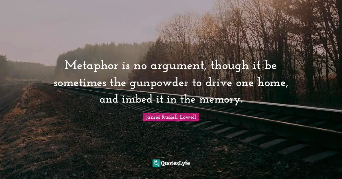Metaphor is no argument, though it be sometimes the gunpowder to drive one home, and imbed it in the memory.